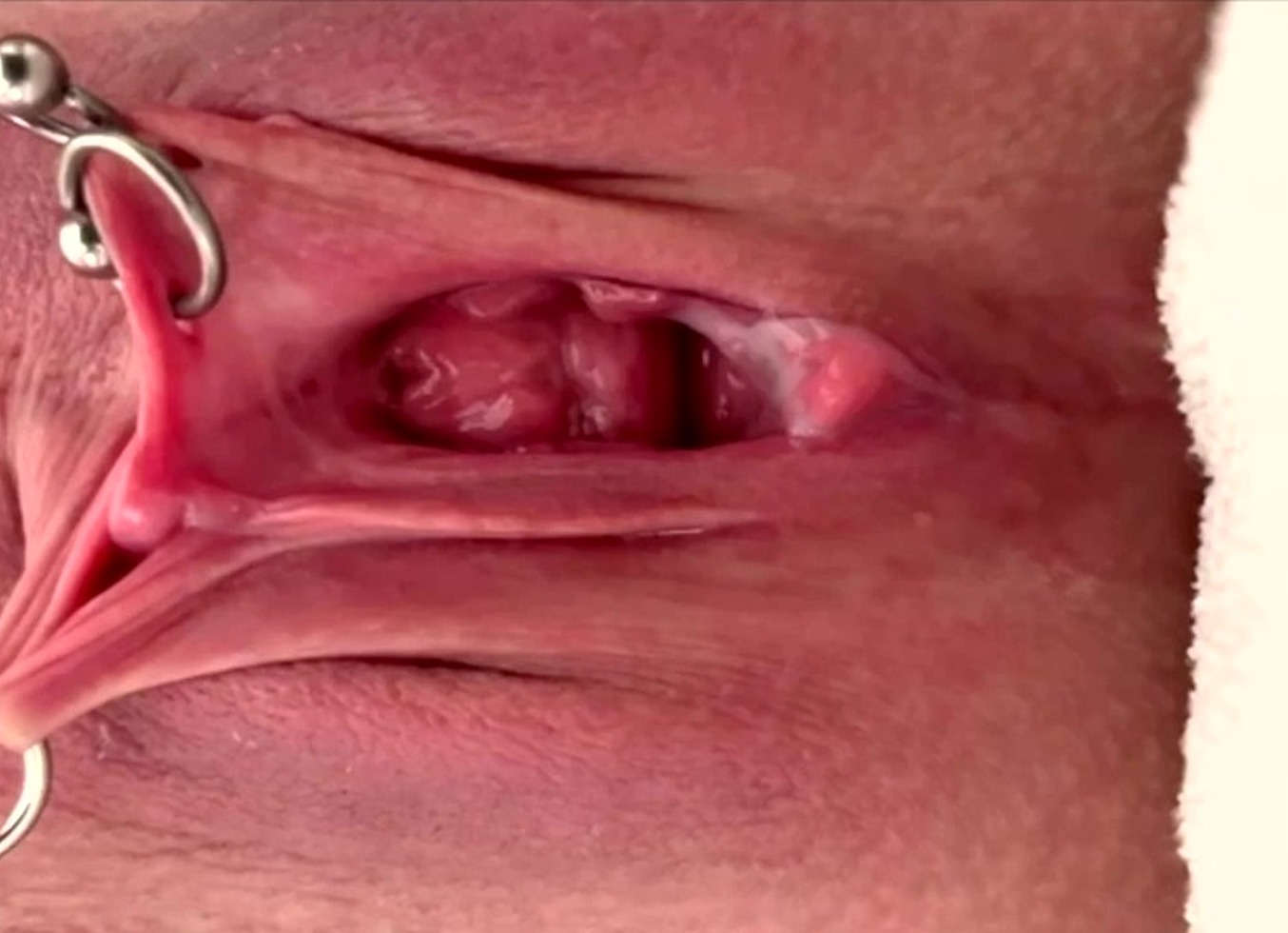 Pulling And Stretching My Pierced Clit And Pushing My Pussy To Pee