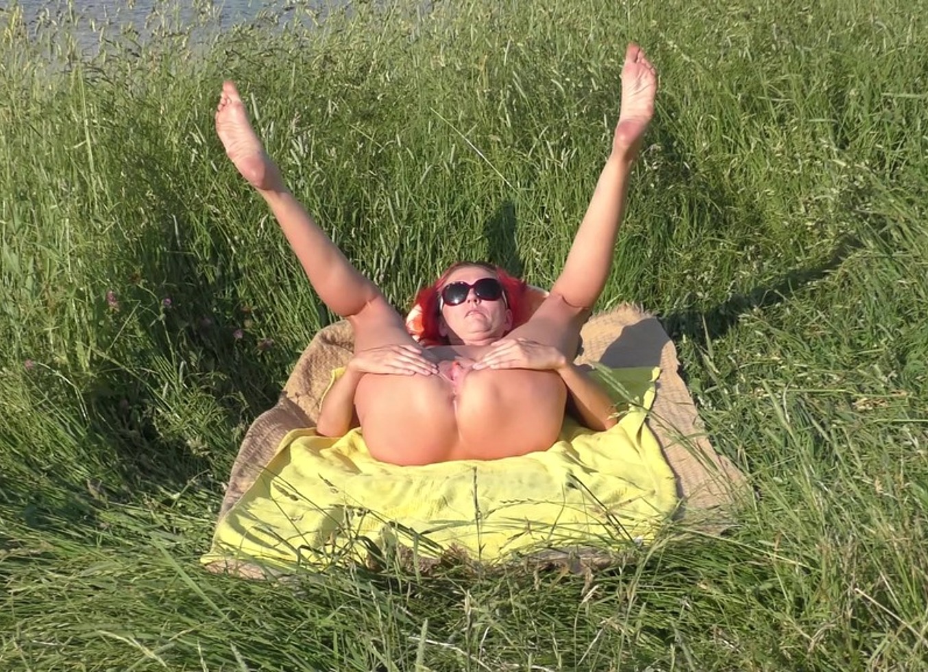 Anal Dildo In The Field