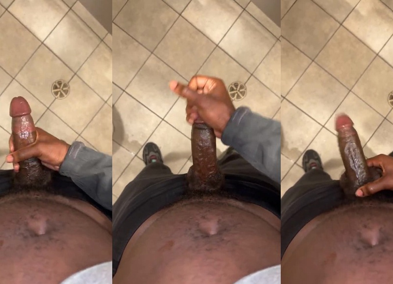 Big Dick in Public Toilet Masturbating