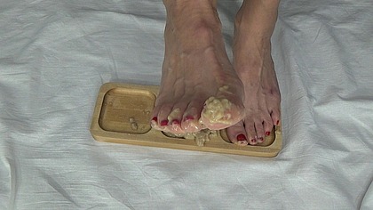 My beautiful mature feet in pudding