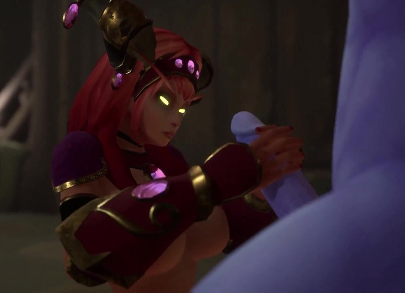 She Gives Him a Hand Job Until He Comes in Her Mouth | Warcraft Porn Parody