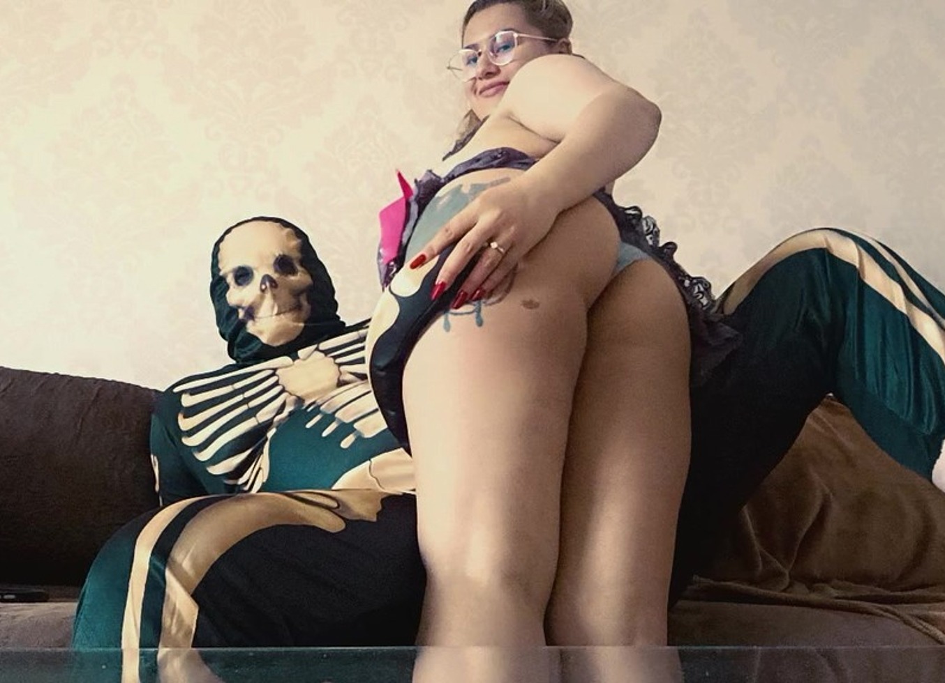 Horny Skeleton Play With Sexy Big Boobs Girl