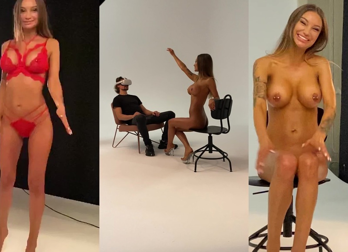 Backstage Monika Fox Posing For VR Shooting