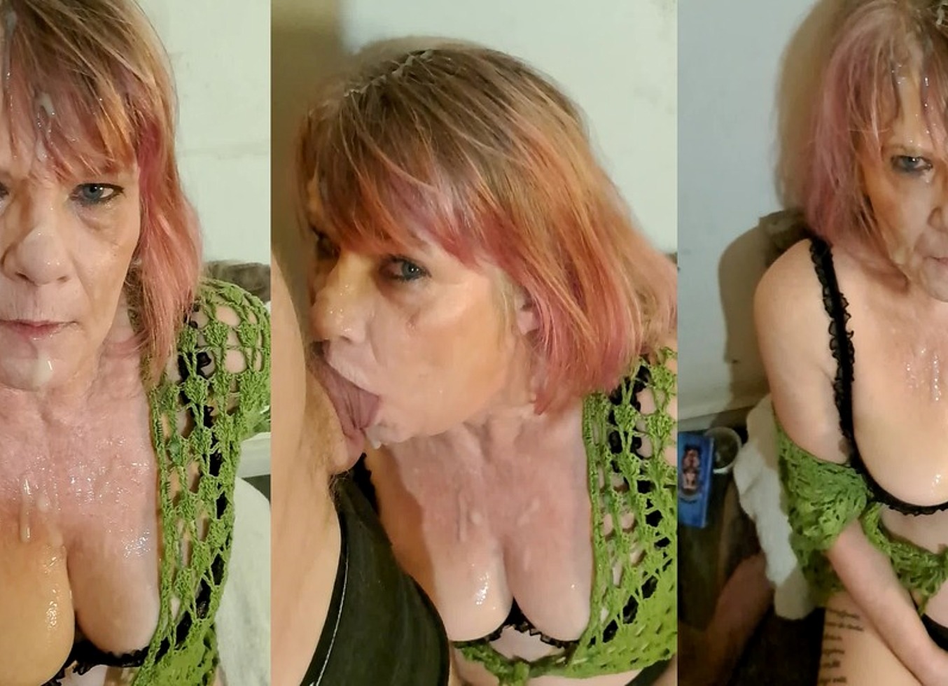 Hot Amateur MILF Gets Her Face Covered In Cum