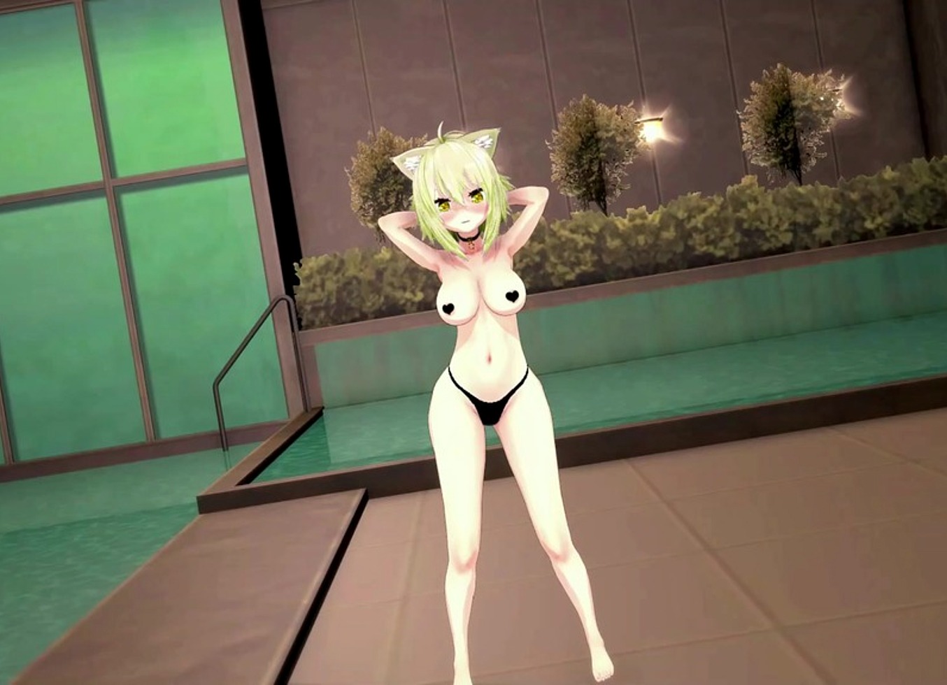 Nekomata Okayu Hentai Dance Hololive Underwear Cat Girl Mmd 3D Blonde Hair