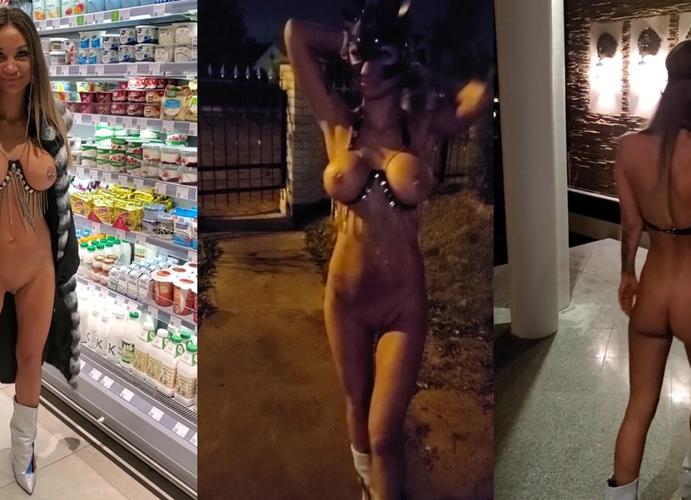Russian Slut Monika Fox Walking Naked In The Night City