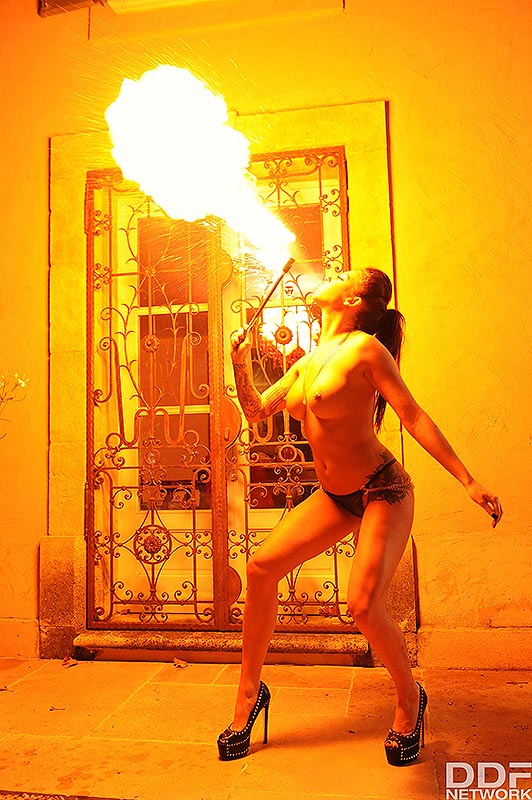 Hell's Angel - Brunette Archangel With Big Tits Spits Fire #6