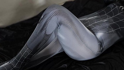 SEXY INDO GIRL COSPLAYS SPIDERMAN AND THEN MASTURBATES WITH A BOTTLE