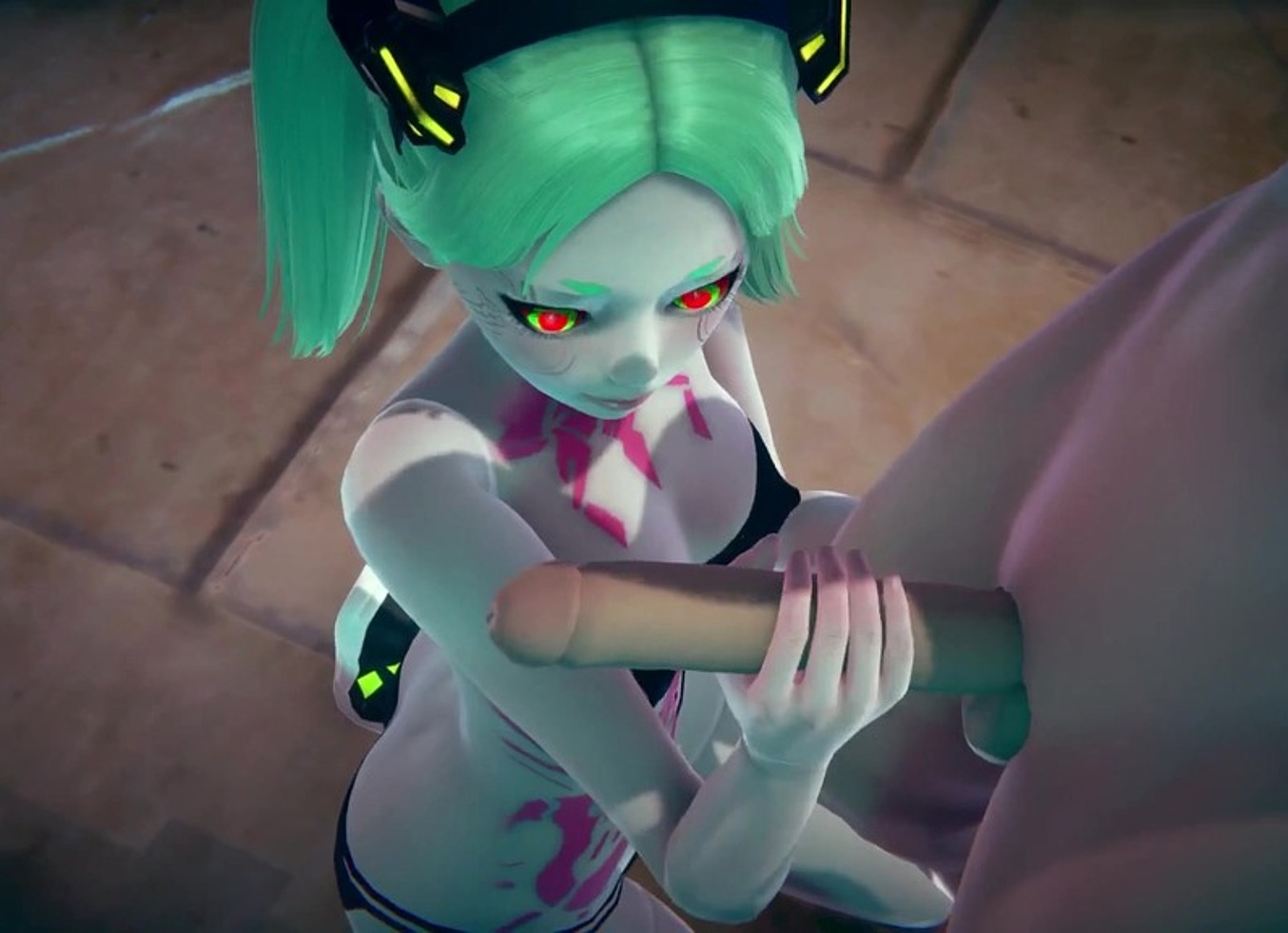 Rebecca Standing Handjob | Cyberpunk Edgerunners Hentai Parody