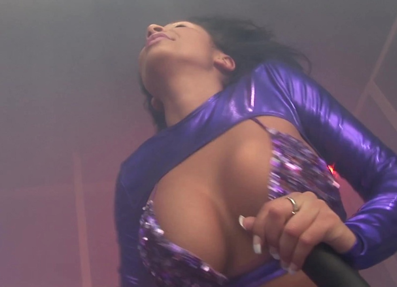 Bicycle Rider In Purple Latex Gets Fucked At Club