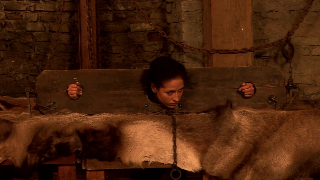 three beautiful girls imprisoned and chained in the dungeons, are sodomized by their jailers