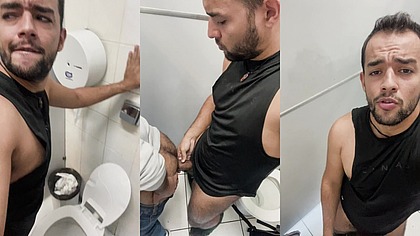 Tomei leite de um e fodi o outro ate gozar no box do banheiro do shopping