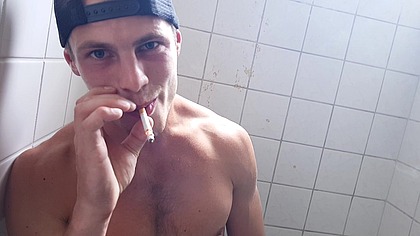 A young boy did it in the men's restroom!