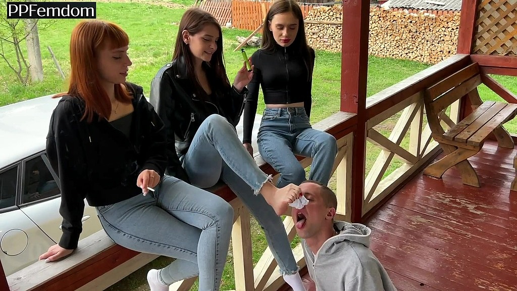 group foot domination and socks worship femdom outdoor with sofi, kira and dina (Mistress Sofi, Mistress Kira, DirtMax, Mistress Dina) group foot domination and socks worship femdom outdoor with sofi, kira and dina (Mistress Sofi, Mistress Kira, DirtMax, Mistress Dina)