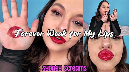 Forever Weak for My Lips - Seductress Sydney Screams Applies Red Lipstick Before Covering You with Her Lipstick Kiss Marks