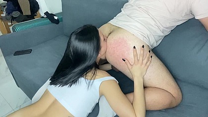 My girlfriend gives me a great rimjob & blowjob until I cum!