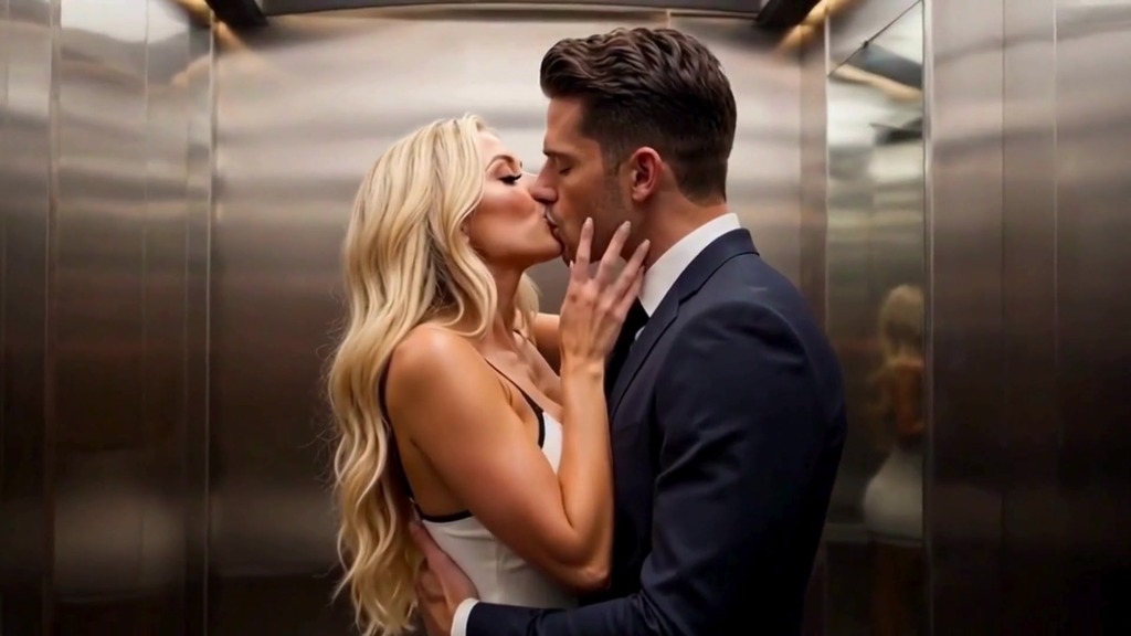 hot blonde flirts with taxi driver then gets fucked in elevator - cum in mouth ai generated