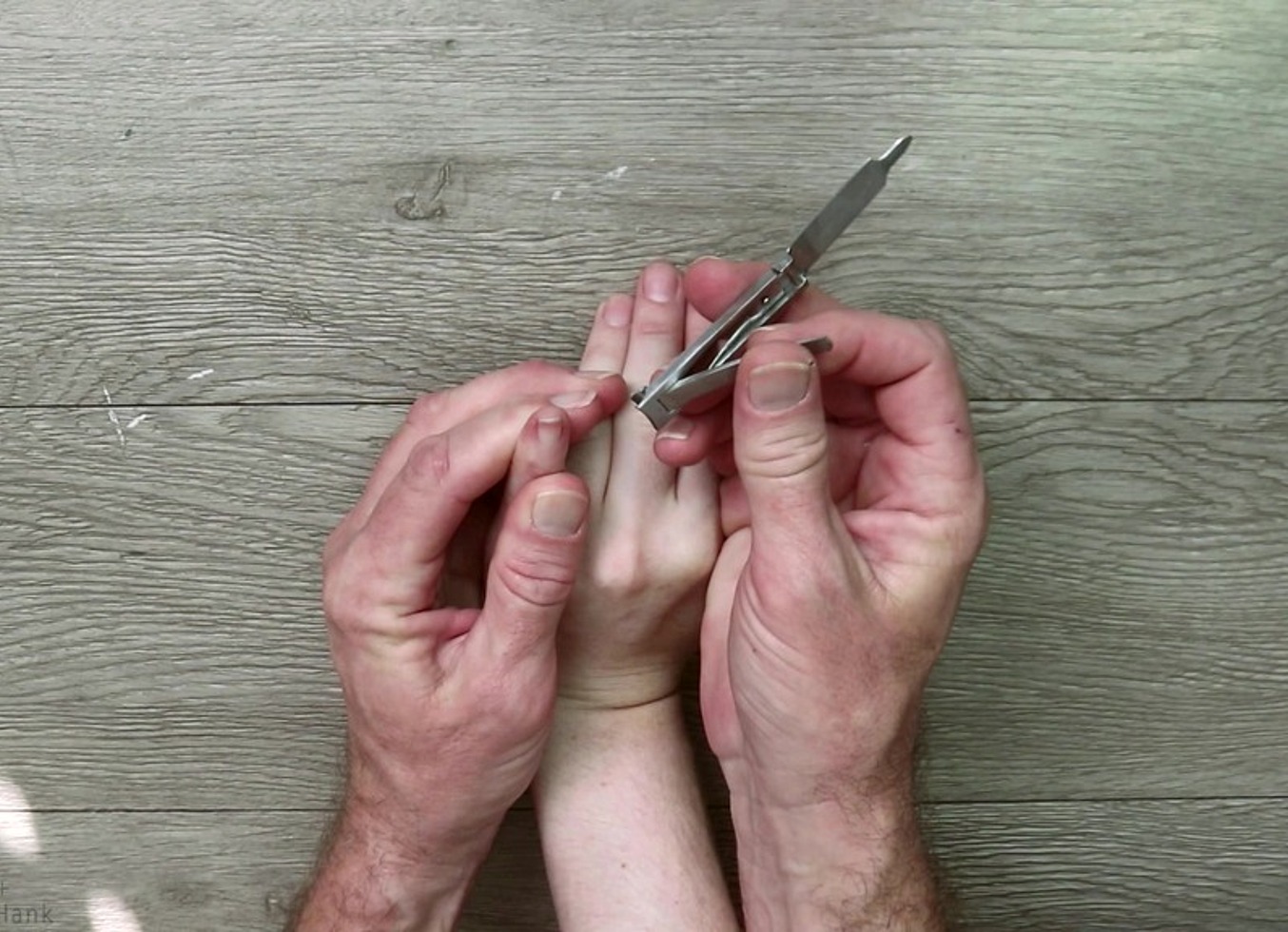 Older Hands Trim Natural Little Fingernails POV