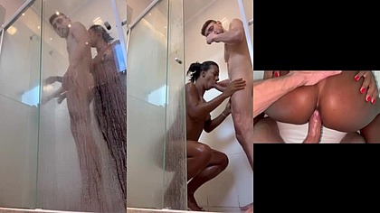 Fudi muito o cu da trans novinha no banho e na cama na pele