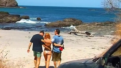 Agnes Rides out to the Beach to Get a DP from Her Two Best Friends