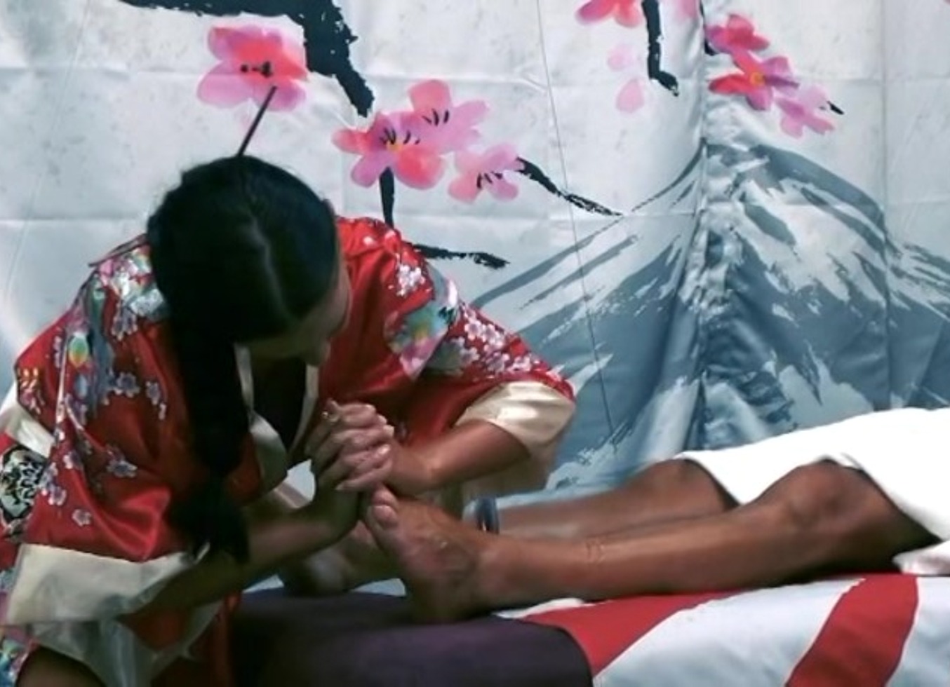 Sexy Busty Masseur Gives Oiled Erotic Massage For Nick Moreno And Happy End With Passionate Sex