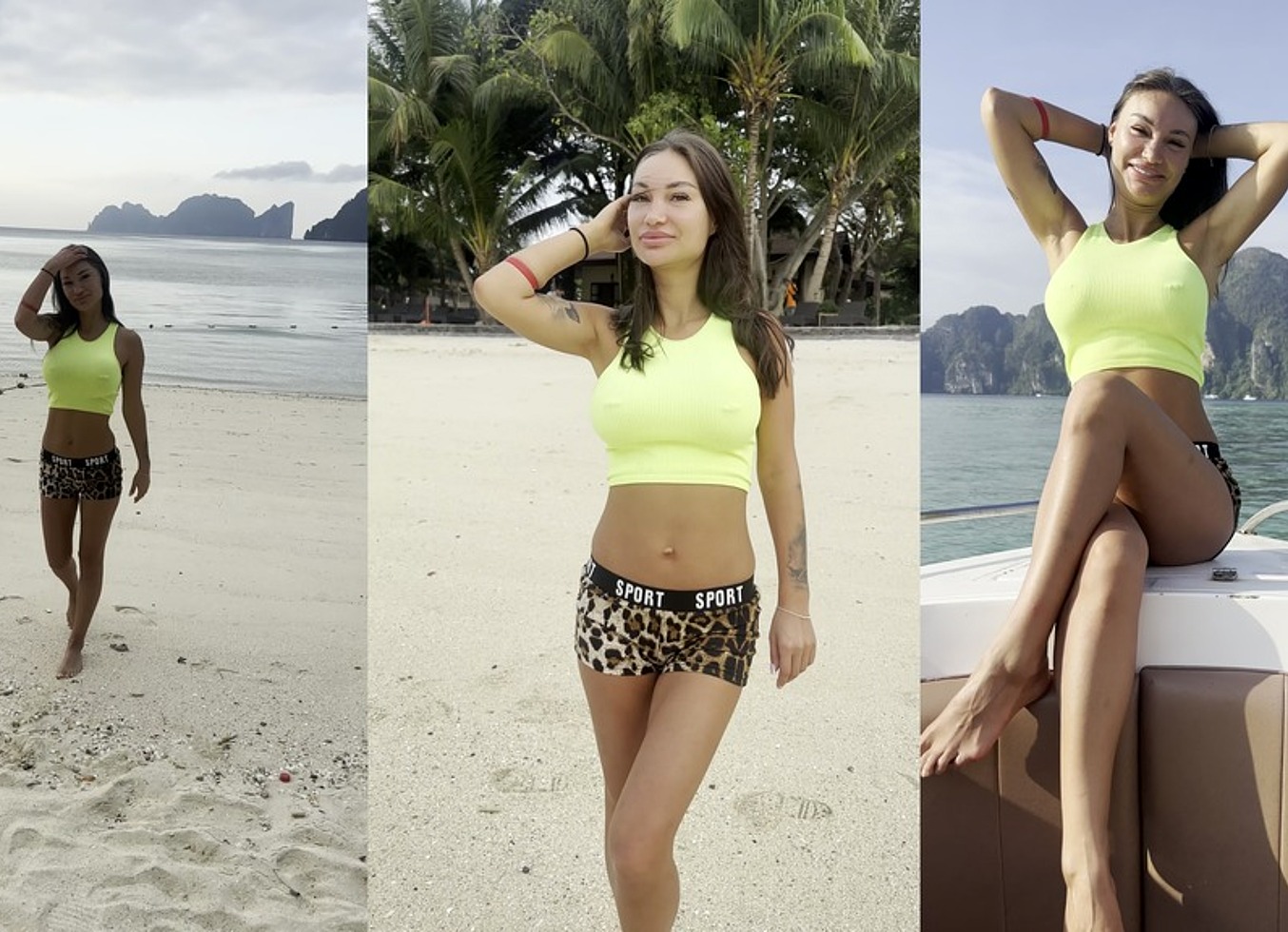 Beautiful Monika Fox In Green Top In Tropics