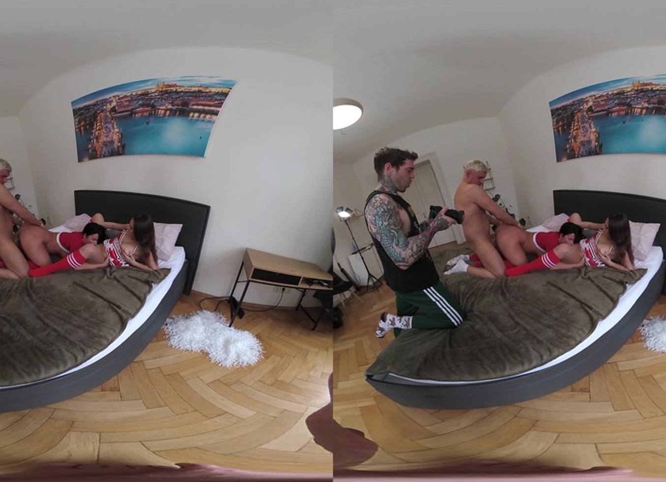 Serina Gomez & Katarina Rina VR Part One - Behind The Scenes - Beaver University Cheerleaders Rimming Threesome