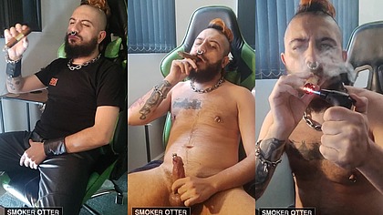 SmokerOtter smokes cigars and stroke his pierced cock for your pleasure