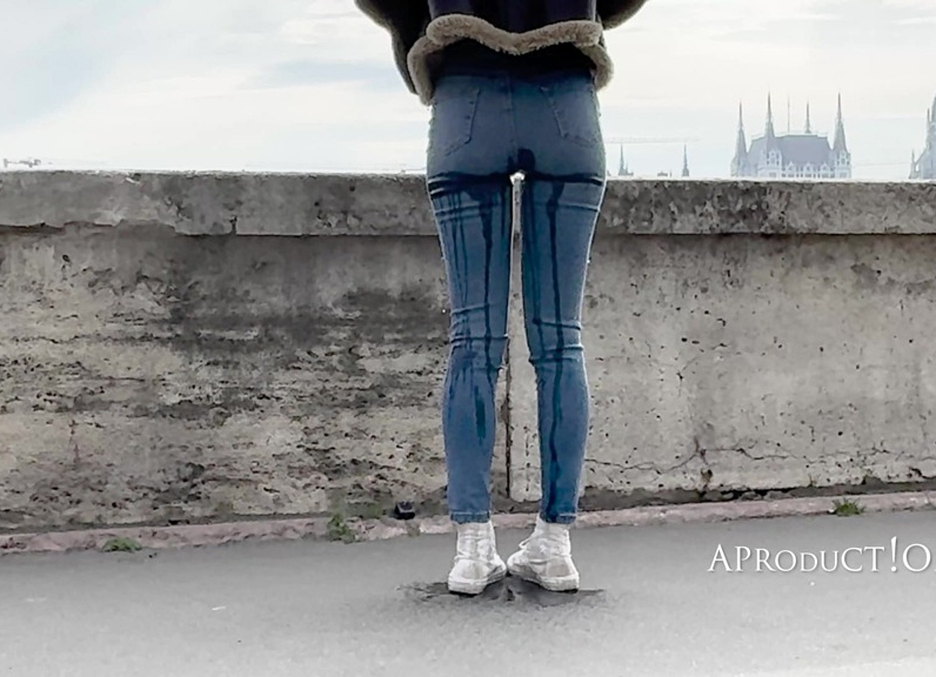 Wetting Her Jeans on the Streets of Budapest