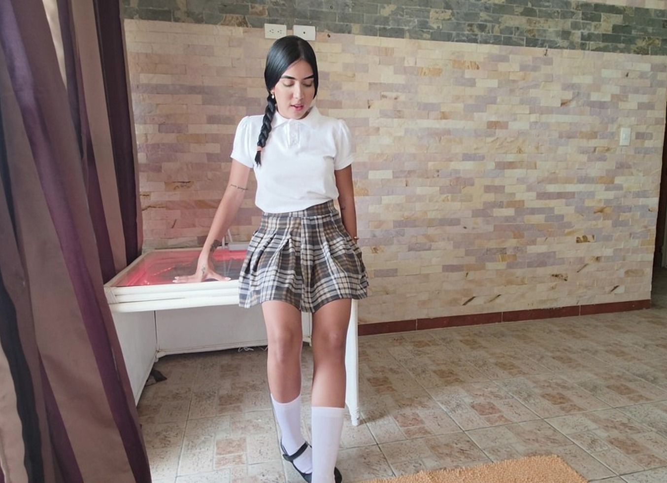School Porn - The Stepsister Shows Him Her Student Uniform And He Is Amazed When He Sees It