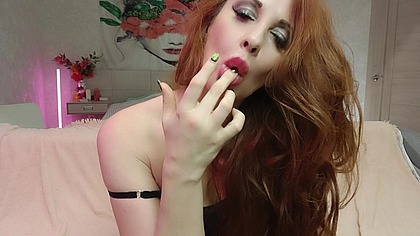 The alluring Goddess seduces you with her red mouth