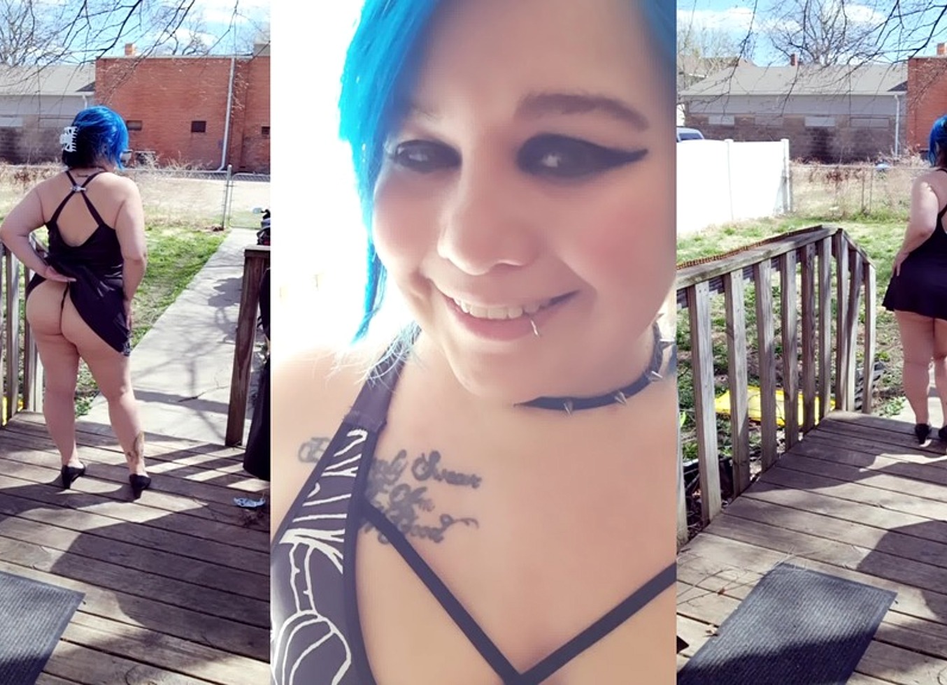 Outdoor Flashing Goth Girl In Sundress