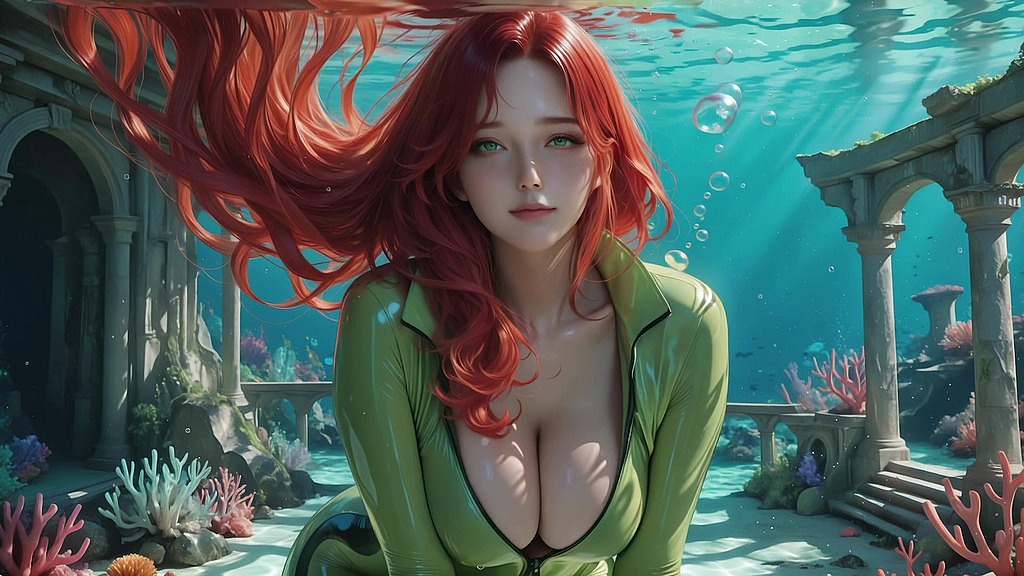 profondità cremisi del mare vivente ~ ai-generated () crimson depths of the living sea ~ ai-generated ()