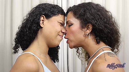 Mibby and Nathy in an intense nose fight