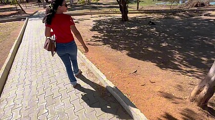 After the walk, I took her to my house to fuck her little ass.