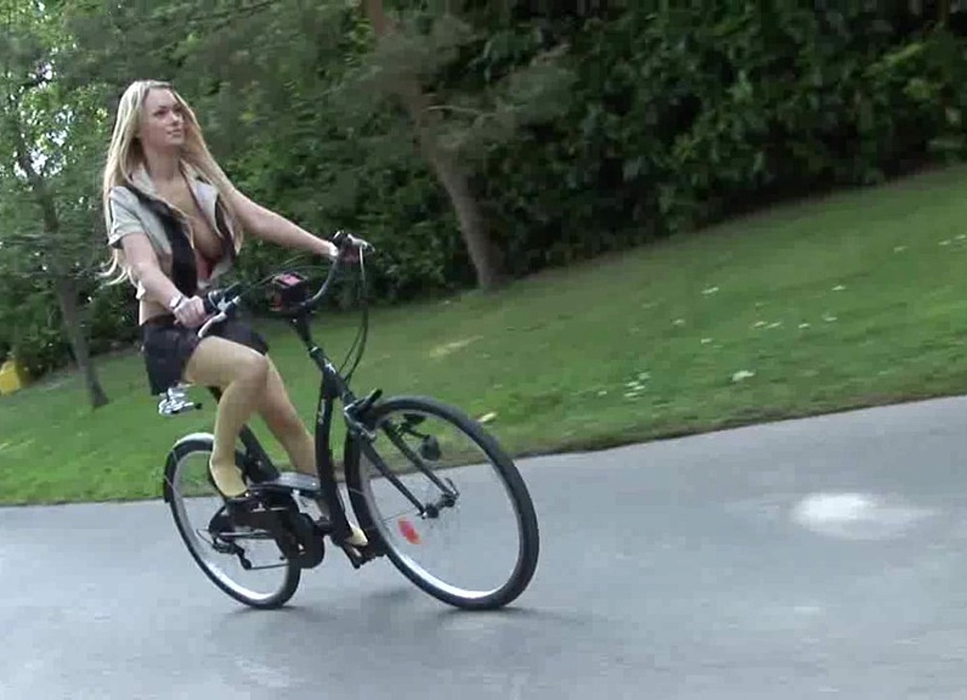 Stacked Blonde Girl Picks Up Dudes While Riding Her Bike