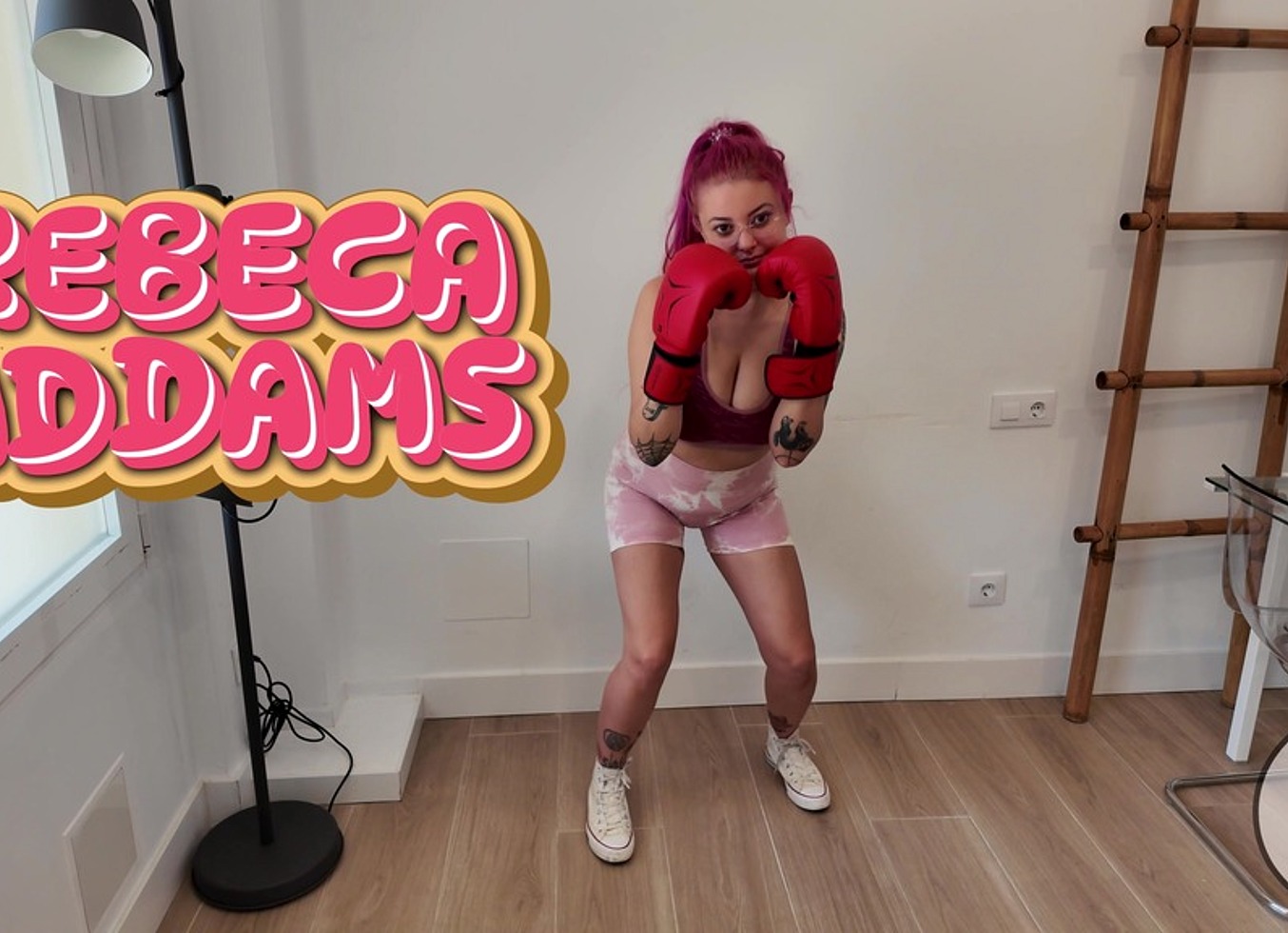 4K Female Fighter Boxing Warmup Jumping Jacks Tits Bouncing