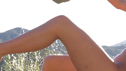 Scarlet Red Masturbates Under The Setting Summer Sun