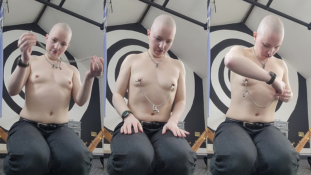 testing jingle nipple clamps (Eryn Rose) testing jingle nipple clamps (Eryn Rose)