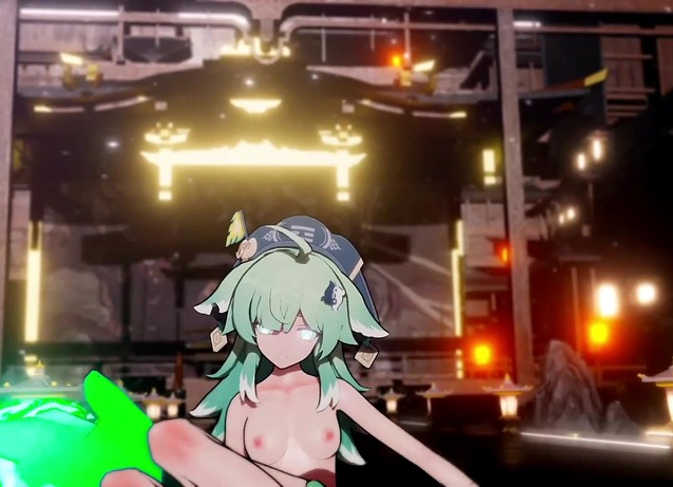 Honkai Star Rail Huohuo Hentai Fox Girl Kitsune Nude Dance Hit And Run Mmd 3D Emerald Tail