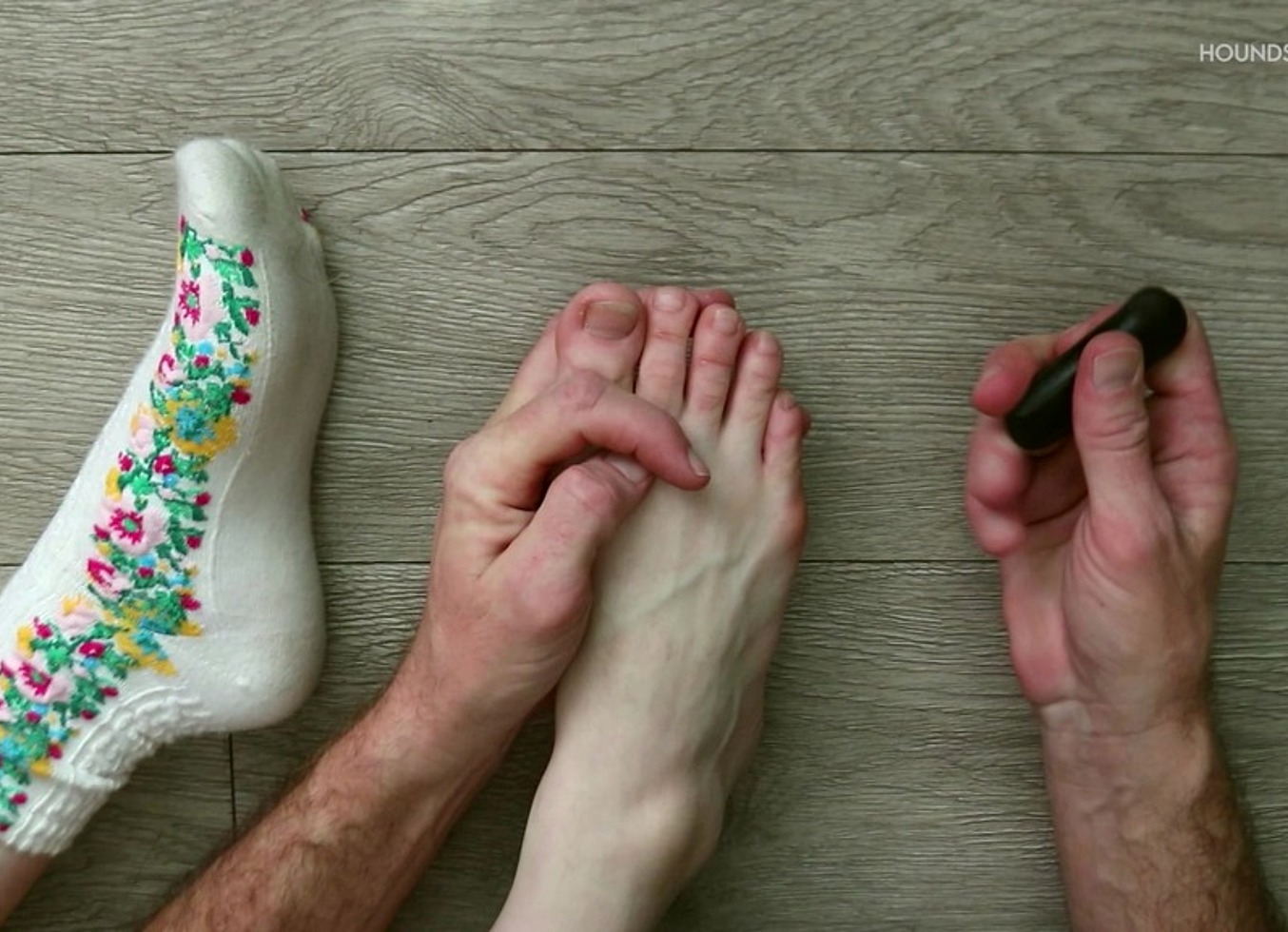 Older Hands Trim Little Toenails