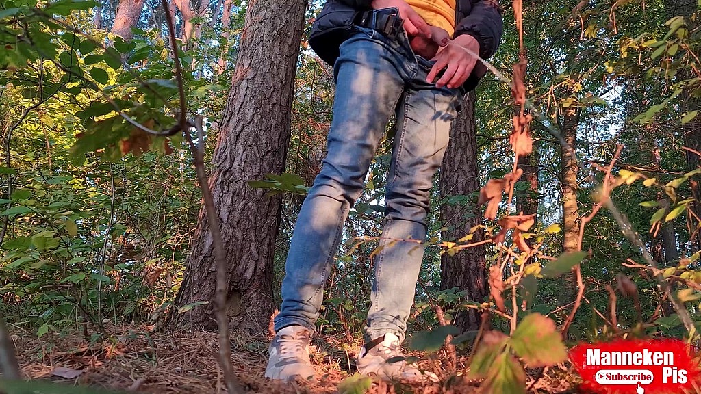 stopped to take a piss in the woods while on a walk (Mikel Prado) stopped to take a piss in the woods while on a walk (Mikel Prado)