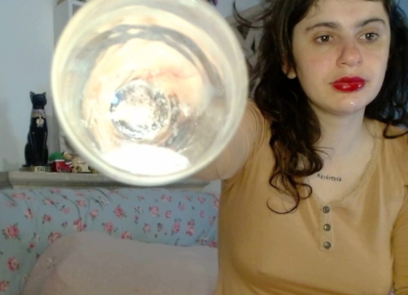 Saliva Fetish: Cumming In Mouth After Blowjob, Spit In A Glass Cup And Swallow