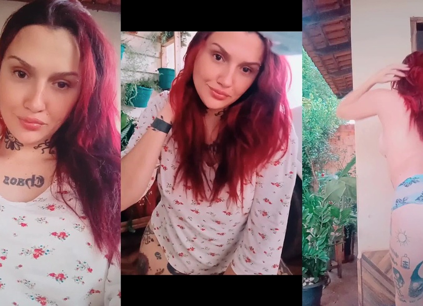 Ruiva Tatuada Se Exibindo