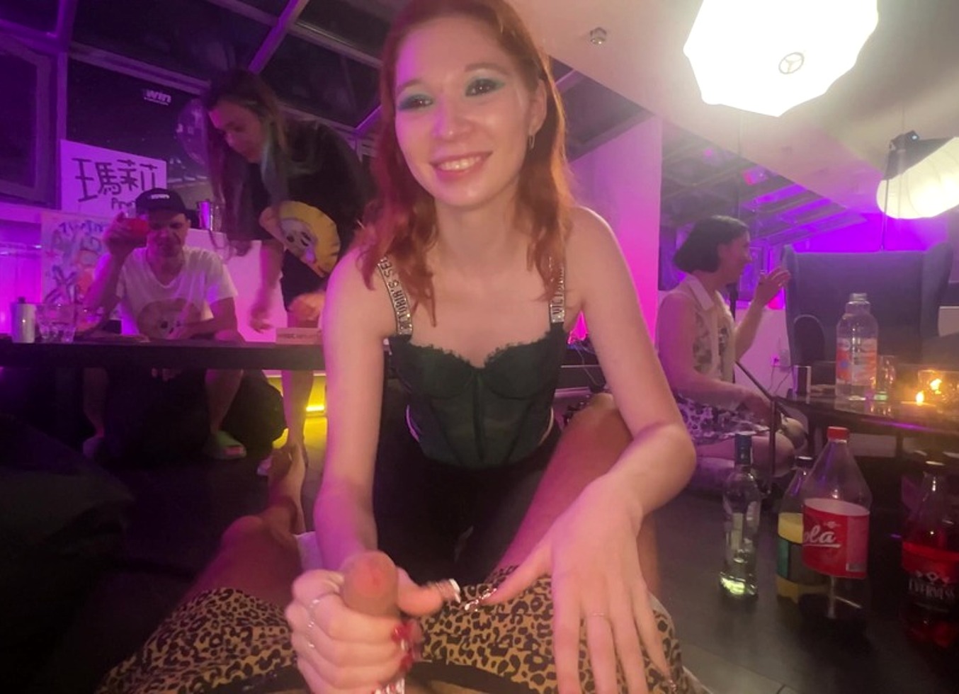 18 Year Old Ginger Stuns Everyone With Public Blowjob At Game Night