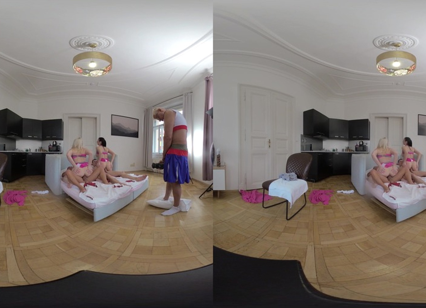 Vera Jarw & Lady Gang - Huge Natural Tits Cheerleader First Double Pussy Penetration (DPP) - VR Video - Part 2