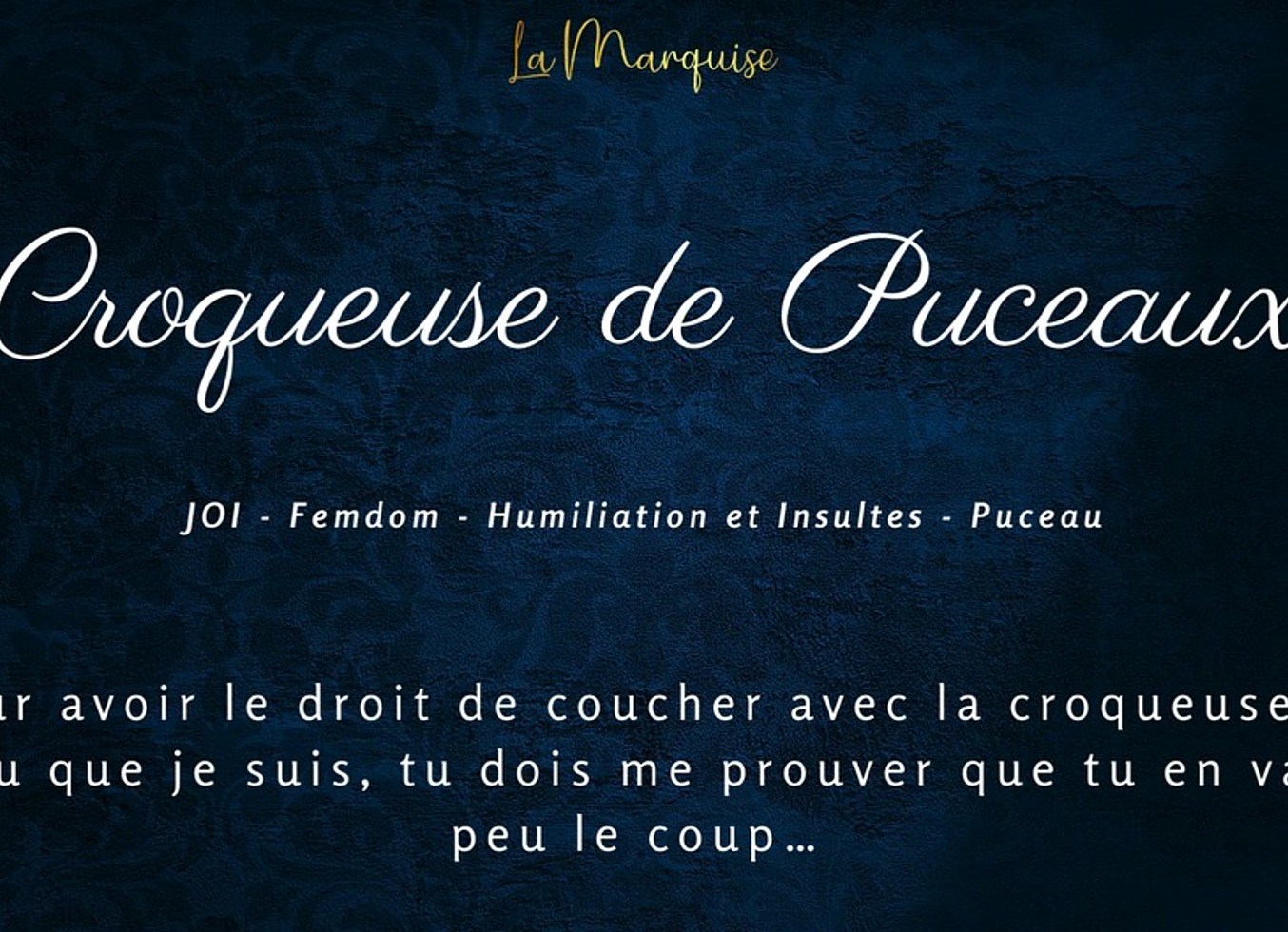 Croqueuse De Puceaux - French Femdom JOI Virgin