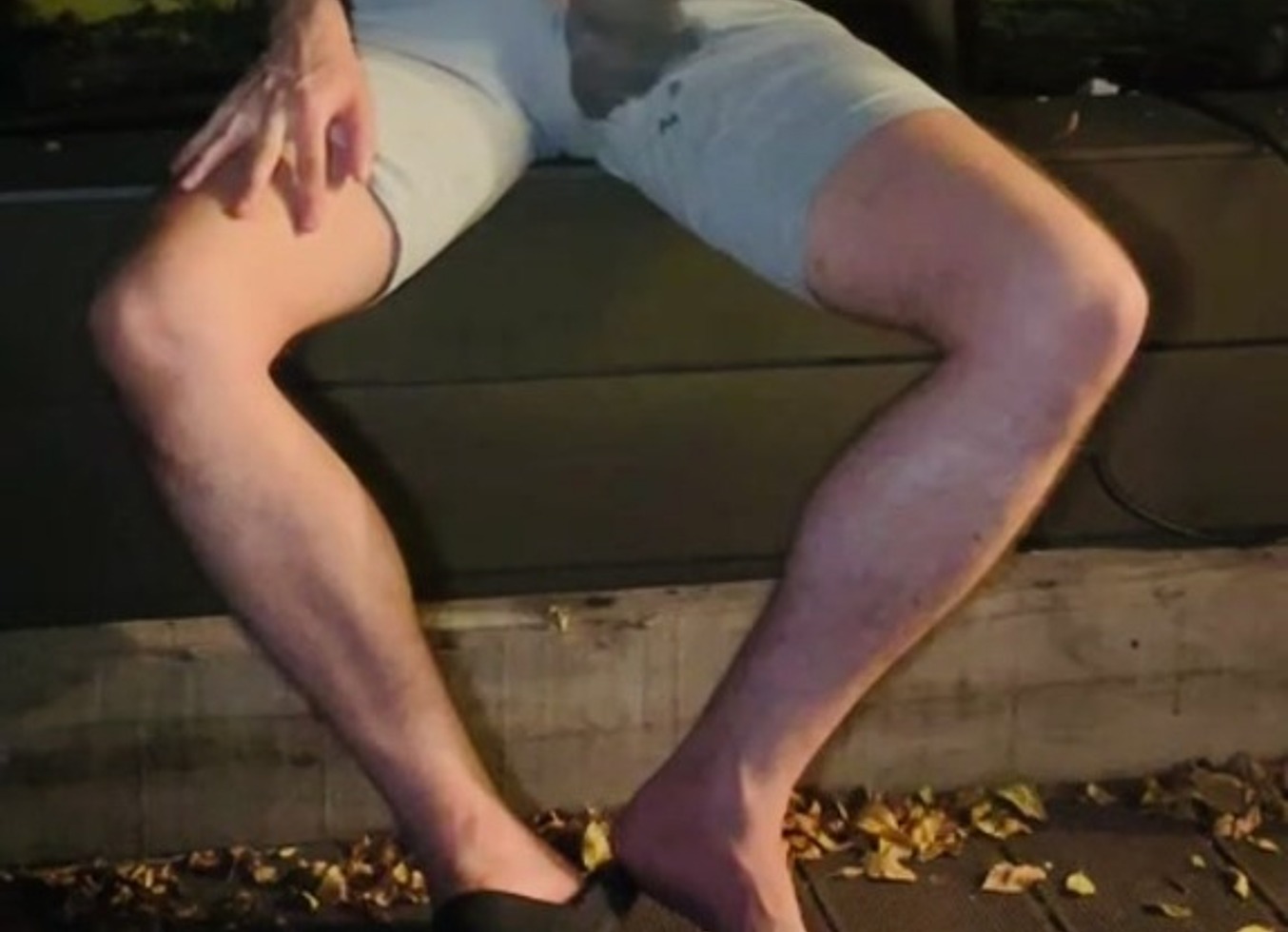 Amateur Boy Pee On Himself In The Garden (Wets His Grey Shorts, Grey Undies And White T\-Shirt)