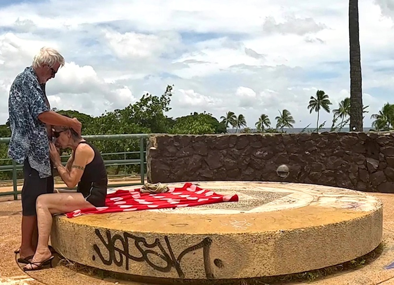 We Found This Round Bench At The Top Of A Hill In A Park And Decided To Fuck On It