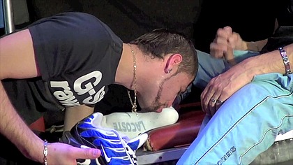 724 sneaker lick and feet sex in backroom with badboys